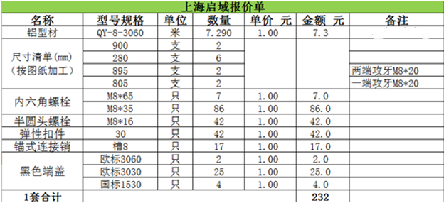 9323彩铝型材报价单
